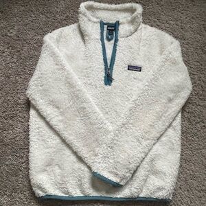 Patagonia Los Gatos Quarter-Zip Fleece Pullover – Cream with Blue Trim Medium